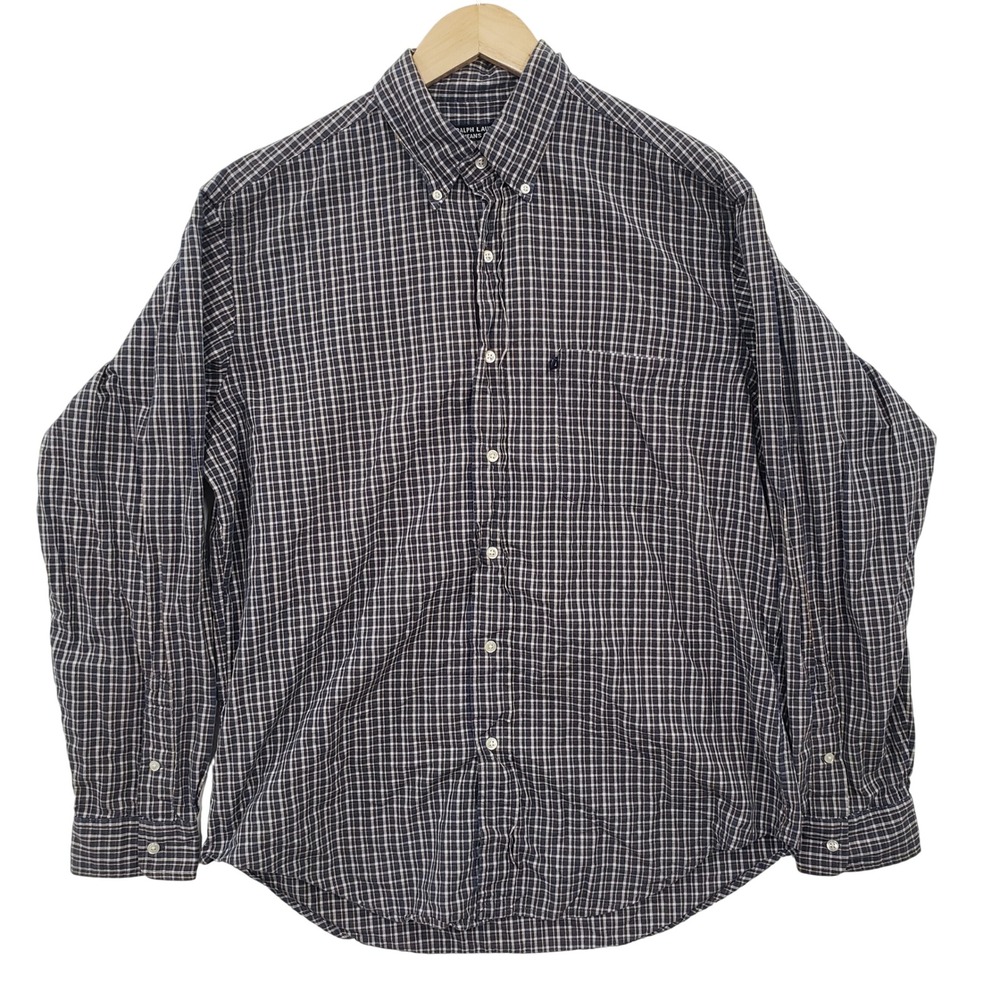 Vintage‎ Ralph Lauren Plaid Button Down Shirt Mens  M Long Sleeve Cotton Classic